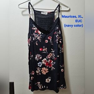 Navy Floral Tank Top
